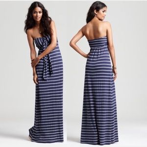Splendid Venice Stripe Maxi Strapless Dress Small